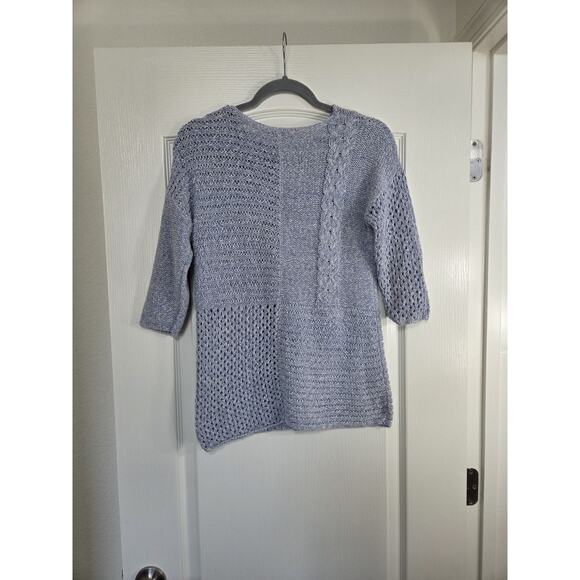 Sundance Sky Blue Open Chunky Mixed-Knit Cottagecore Pullover Sweater Women's XS - Picture 7 of 11